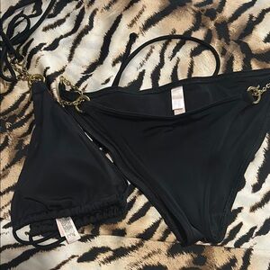 Victoria's Secret Black Bikini with Gold Accents